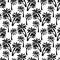 Black palm trees vintage seamless pattern isolated on white background.