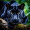 Black panther close up portrait in woods generative ai