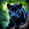 Black panther close up portrait in woods generative ai