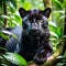 Black panther close up portrait in woods generative ai