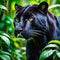 Black panther close up portrait in woods generative ai