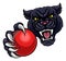 Black Panther Holding Cricket Ball Mascot