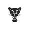 Black panther logo, big cat head with open mouth and sharp fangs, animal silhouette emblem