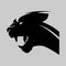 Black panther symbol on gray backdrop