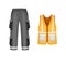 Black Pants and Orange Safety West as Uniform and Workwear Clothes Vector Set