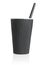 Black Paper Cup with Plastic Straw