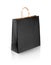 Black paper kraft shopping bag isolated on white background