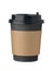 Black paper takeaway coffee cup with sleeve and lid