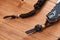 Black paracord lanyards with beads for folding knives