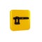 Black Parking car barrier icon isolated on transparent background. Street road stop border. Yellow square button.