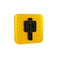 Black Parking icon isolated on transparent background. Street road sign. Yellow square button.