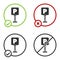 Black Parking icon isolated on white background. Street road sign. Circle button. Vector Illustration