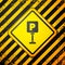 Black Parking icon isolated on yellow background. Street road sign. Warning sign. Vector Illustration