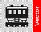 Black Passenger train cars icon isolated on transparent background. Railway carriage. Vector