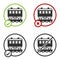 Black Passenger train cars icon isolated on white background. Railway carriage. Circle button. Vector