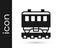 Black Passenger train cars icon isolated on white background. Railway carriage. Vector