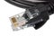 Black patch cord isolated on white. Patch cable with rj45 connector.