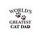 Black paw print with hearts. World`s greatest cat dad text. Happy Father`s Day