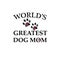 Black paw print with hearts. World`s greatest dog mom text. Happy Mother`s Day background