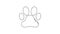 Black Paw print line icon on white background. Dog or cat paw print. Animal track. 4K Video motion graphic animation