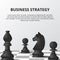 Black pawn, bishop, horse chess on the chessboard. Business strategy concept. position thinking with strategic for successful