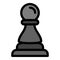 Black pawn icon, outline style