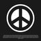 Black Peace icon isolated on black background. Hippie symbol of peace. Vector Illustration.