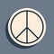 Black Peace sign icon isolated on grey background. Hippie symbol of peace. Long shadow style. Vector