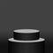 Black pedestal cylinder circle one step for cosmetics showcase, 3d podium circle stage black grey color, platform 1 step for