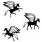 Black Pegasus Winged Horses Silhouettes