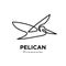 Black pelican line logo vector icon illustration isolated design