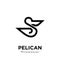 Black pelican line logo vector icon illustration isolated design