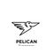 Black pelican line logo vector icon illustration isolated design