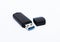 Black Pendrive on White Background. USB Flash Drive Key