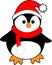 Black penguin with a red santa hat and scarf