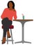 Black people daily common life  silhouette vector illustration / woman in a cafe