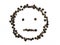 Black pepper emoticon sad. Isolated tasty, background herb, spice,  peppercorn emoticons for social media banner