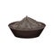 Black pepper powder in ceramic bowl. Spicy condiment. Seasoning for food. Natural spice for dishes. Flat vector design