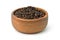 Black peppercorns Black pepper in wooden bowl