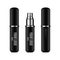 Black perfume atomizer mock up. Vector realistic compact spray case for fragrance with place for your logo. Closed and