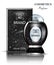 Black perfume bottle. Stylish Shiny transparent container. Realistic Vector Product packaging designs