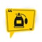 Black Perfume icon isolated on white background. Yellow speech bubble symbol. Vector