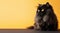 black persian cat portrait yellow and black background