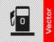 Black Petrol or Gas station icon isolated on transparent background. Car fuel symbol. Gasoline pump. Vector Illustration