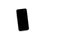 Black phone with black screen top view on white background. Modern smartphone flat lay photo clipart isolated