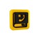 Black Phone book icon isolated on transparent background. Address book. Telephone directory. Yellow square button.