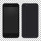 Black phone concept from front side and back view. Vector realistic illustration.