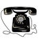 Black phone with a dial disk, handset, and wire. Isolated old phone vector illustration. Vintage phone design.