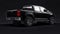 Black pickup car on a black background. 3d rendering