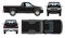 Black pickup vector template. Vehicle branding mockup side, front, back top view
